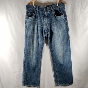Old Navy Straight Jeans Mens Sz 33x30 Mid Rise Dark Blue Wash